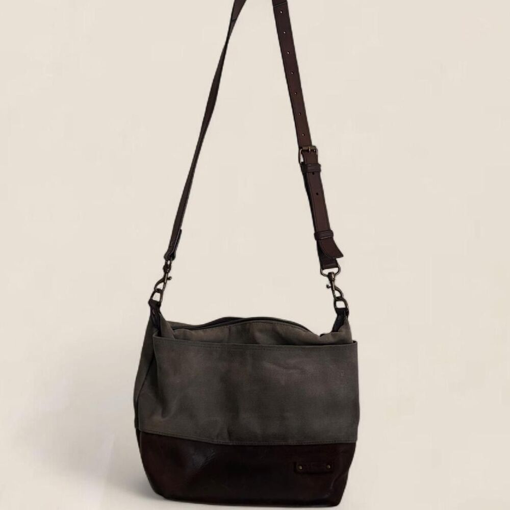L.L.Bean Waxed Canvas Leather Crossbody Messenger Shoulder Bag